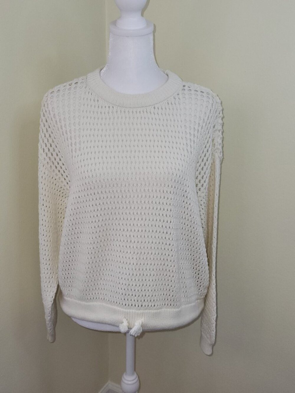 Sweaty Betty Tides High Open Weave Sweater Ivory White Women's Size 0 - Picture 2 of 13